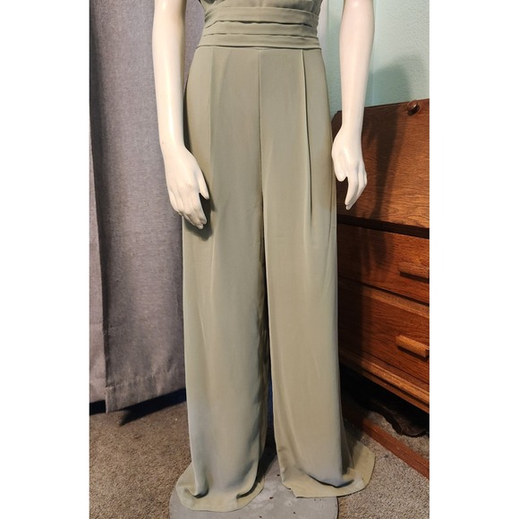 Celebrate DB Studio Chiffon Sage Green Lined V-neck Jumpsuit Sz 10 Bridesmaid - Picture 5 of 10